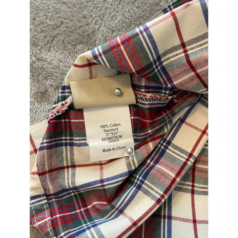 L.L. Bean Sheet Set King Red Plaid 1 Flat 1 King/2 Standard Pillowcases Cotton